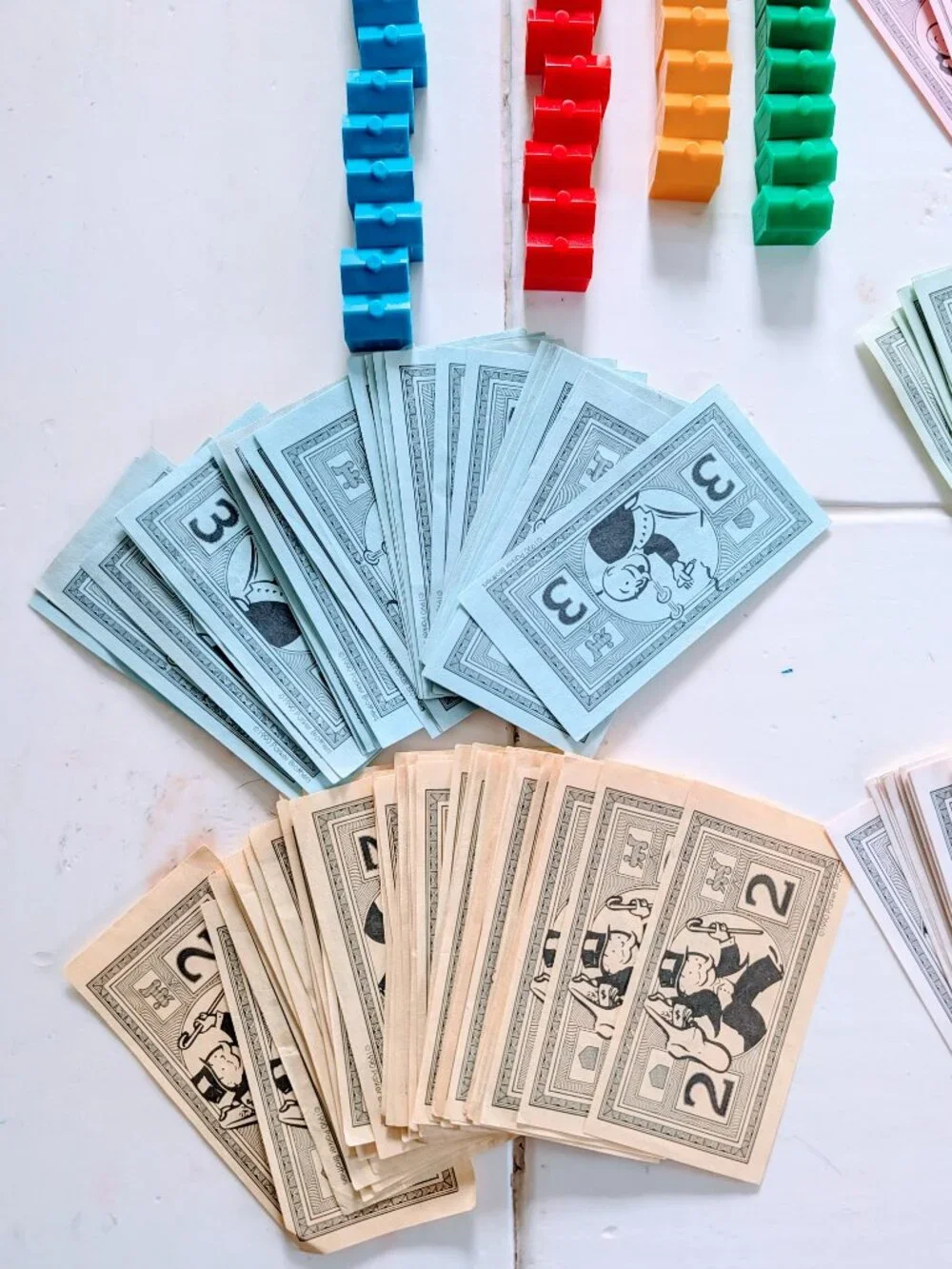 VTG 1990 Monopoly Junior Replacement Parts Lot Cars Houses Money Chance Card